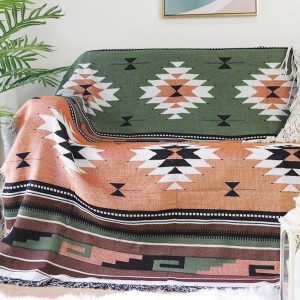 Large Aztec Throw Blanket Boho Throw Woven Tapestry Fringed Sofa Throw