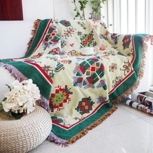 Large Aztec Throw Blanket Boho Throw Woven Tapestry Fringed Throw