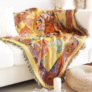 Celestial Zodiac Sun Tapestry Throw Blanket