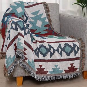 Aztec Throw Blanket Boho Throw Woven Tapestry Fringed Sofa Throw