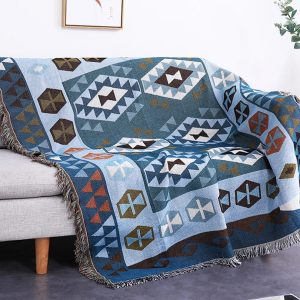 Large Aztec Throw Blanket Boho Throw Woven Tapestry Fringed Sofa Throw