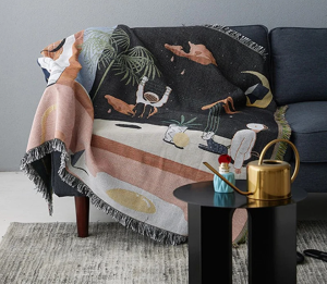 Vintage Retro Style Tapestry Throw Blanket Boho Woven Sofa Throw