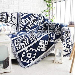 Large Aztec Throw Blanket Boho Throw Woven Tapestry Fringed Sofa Throw