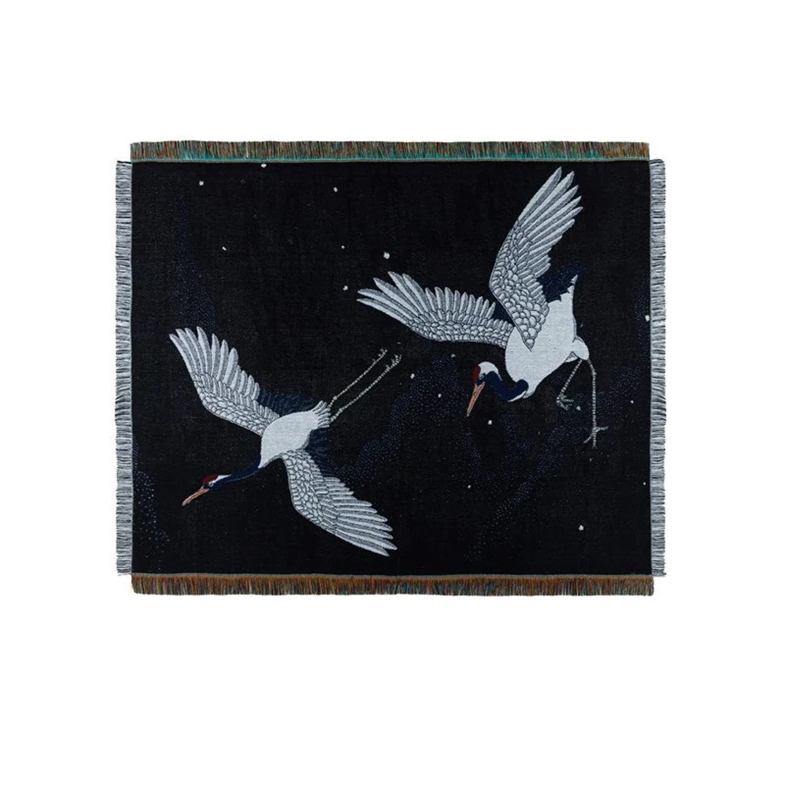 Oriental Japanese Heron Throw Blanket - Image 2