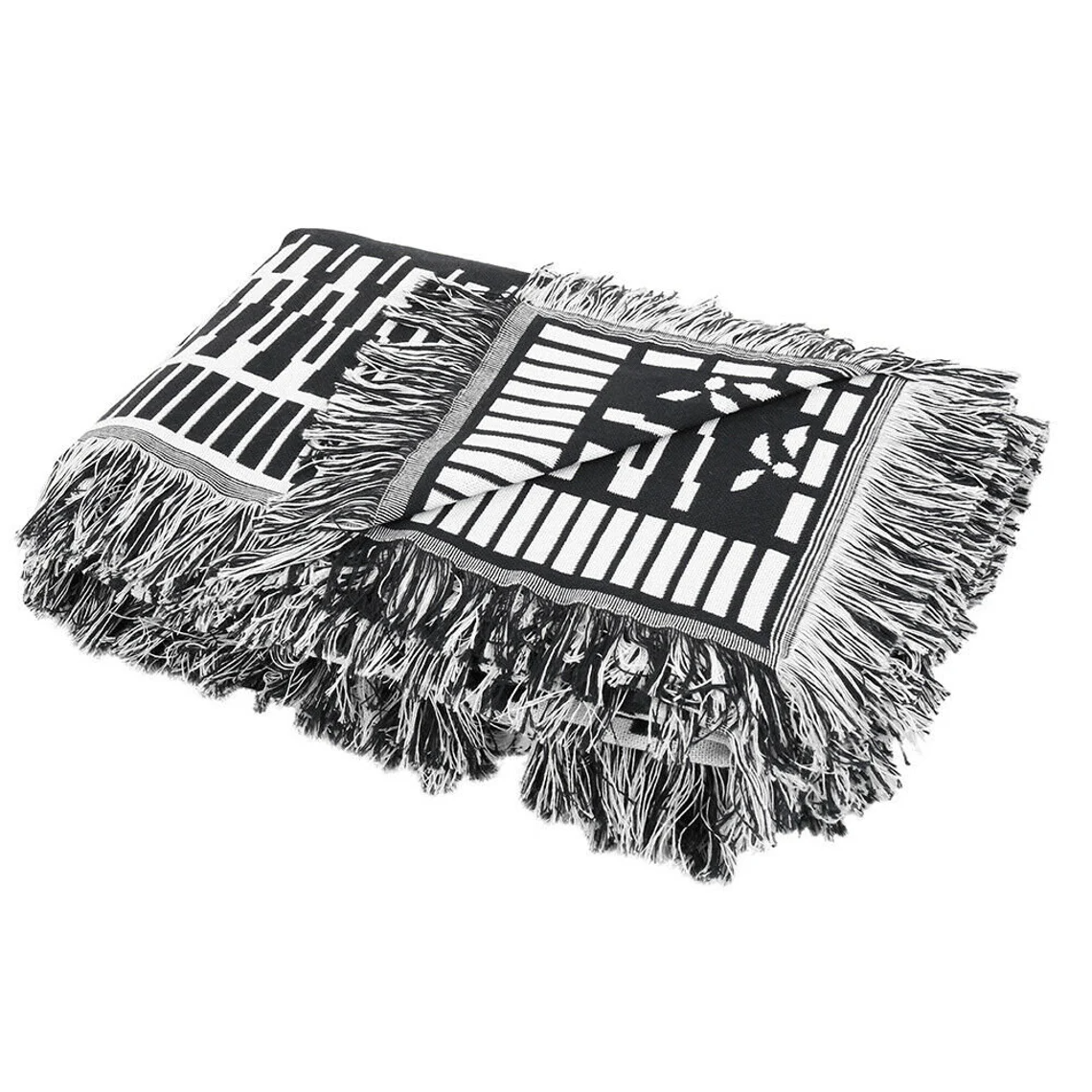 White and Dark Navy Blue Aztec Throw Blanket - Image 7