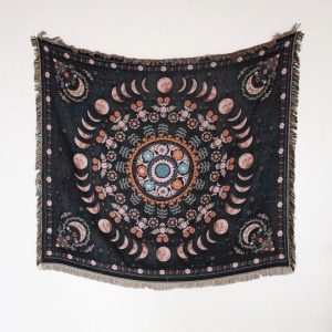 Moon Phase Celestial Tapestry Throw Blanket