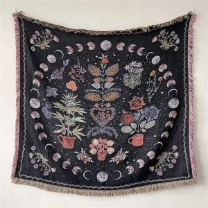 Moon Phase Celestial Tapestry Throw Blanket