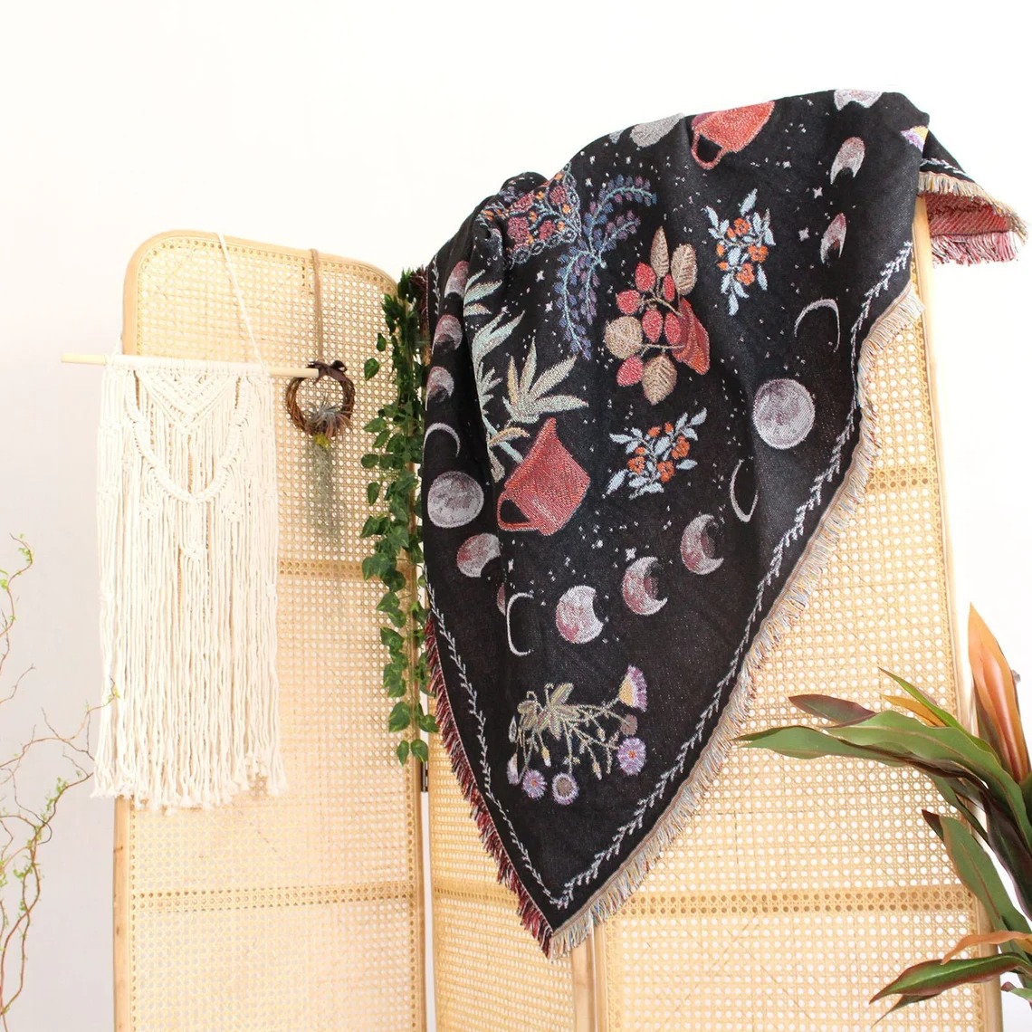 Moon Phase Celestial Tapestry Throw Blanket - Image 4