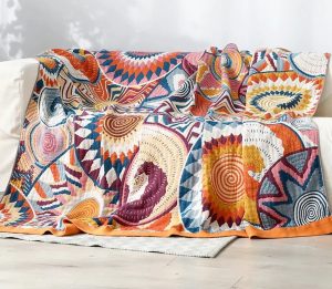 Large Reversible Scandi Nordic Sofa Throw Blanket Boho Throw Bed Blanket