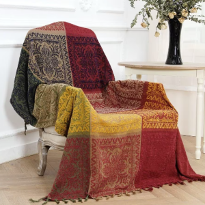 Large Red Bohemian Throw Blanket Moroccan Throw Boho Bed Blanket
