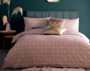 Blush Pink & Gold Bumble Bee Duvet Cover Set Reversible