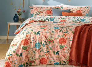 Reversible Pink Floral Duvet Cover Set Bedding
