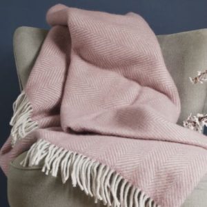 100% Pure New Wool Blush Pink Blanket Throw British Blanket