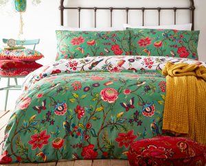 Green Reversible Tropical Floral Duvet Cover Set Bedding