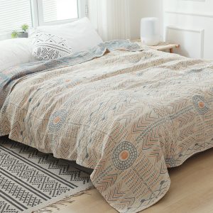 Large Reversible Scandi Nordic Cotton Bedspread Bed Throw Blanket